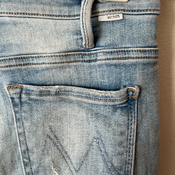 MOTHER Blue Ankle Cropped Jeans with Distressed Details - Picture 5 of 9